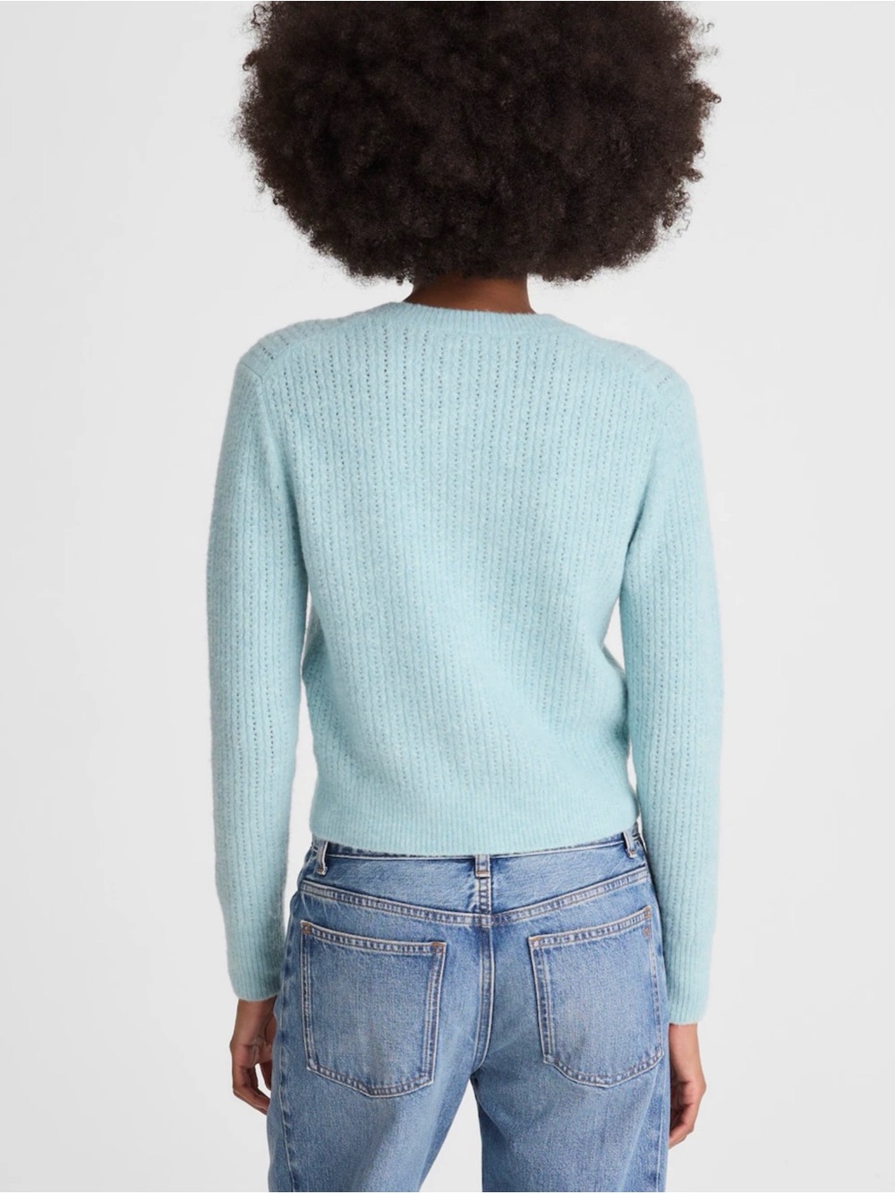 Madewell CloudSoft Pointelle Knit Cardigan Sweater Mint Blue NEW - Picture 3 of 8